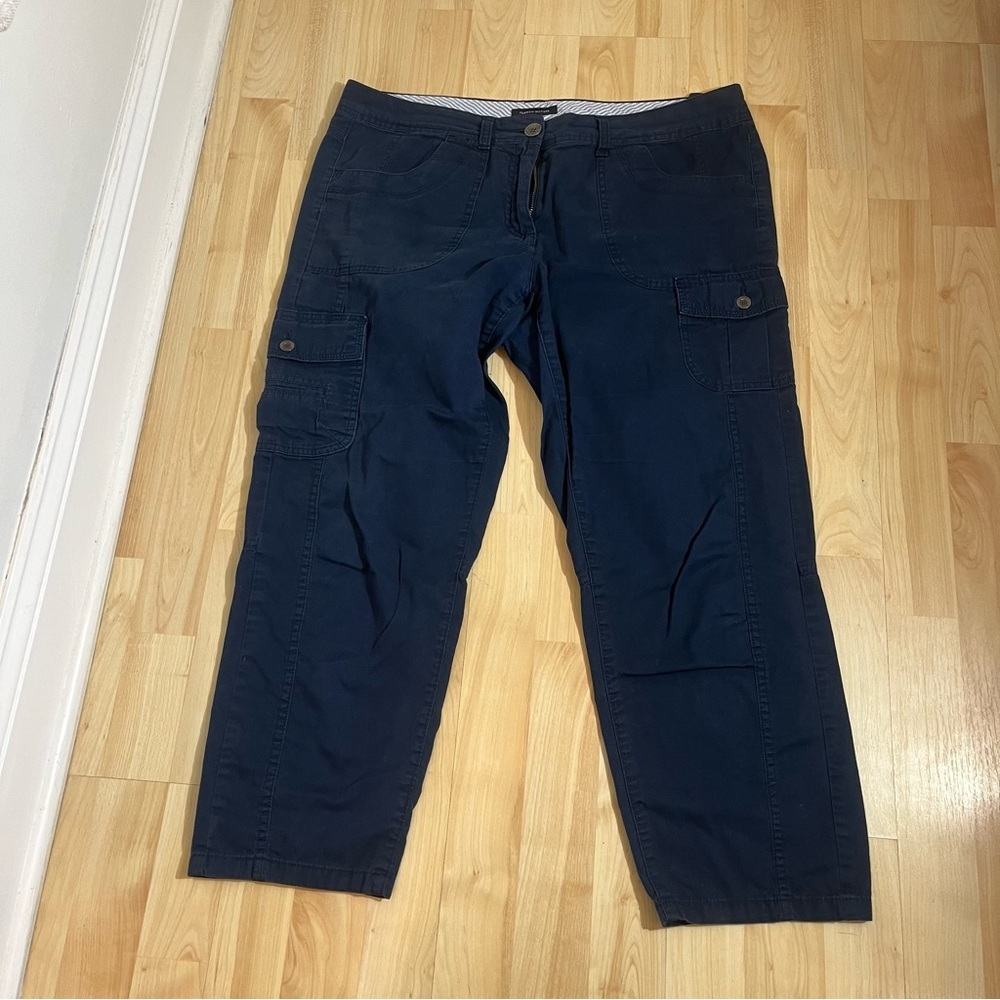Tommy Hilfiger Womens Mid Rise navy blue cotton cargo pants Size 12